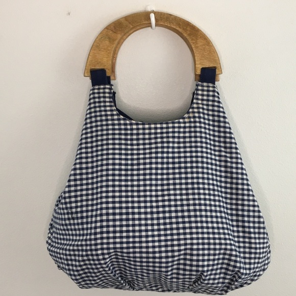Reversible Slouchy Bag with Wood Handles - Picture 10 of 16